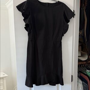 Source Unknown Black Mini Dress with Ruffle Sleeves